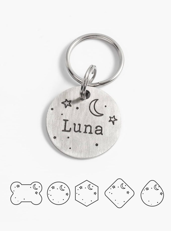 Luna ID Tag | Plaquita para perro o gato personalizada