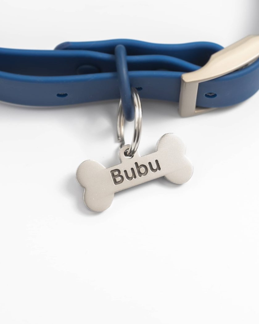 collar-para-perro-azul-impermeable-con-placa-de-identificacion-con-numero-de-contacto-en-forma-de-hueso-resistente-accesorios-personalizado-guatemala.