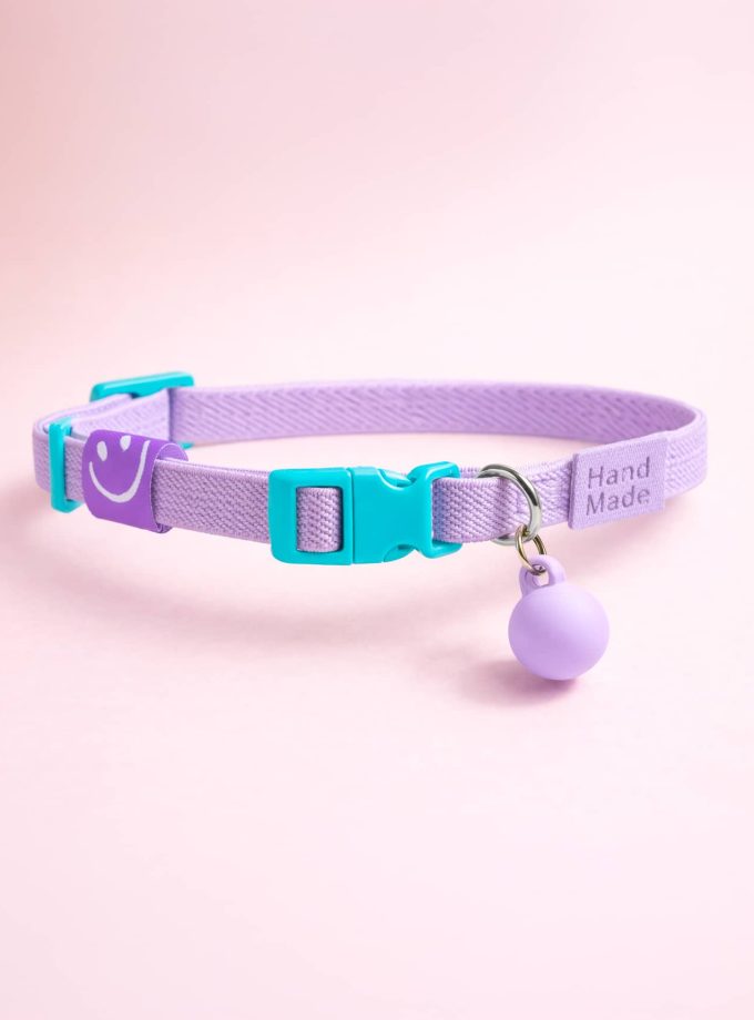Collar para gato ajustable lila y turquesa