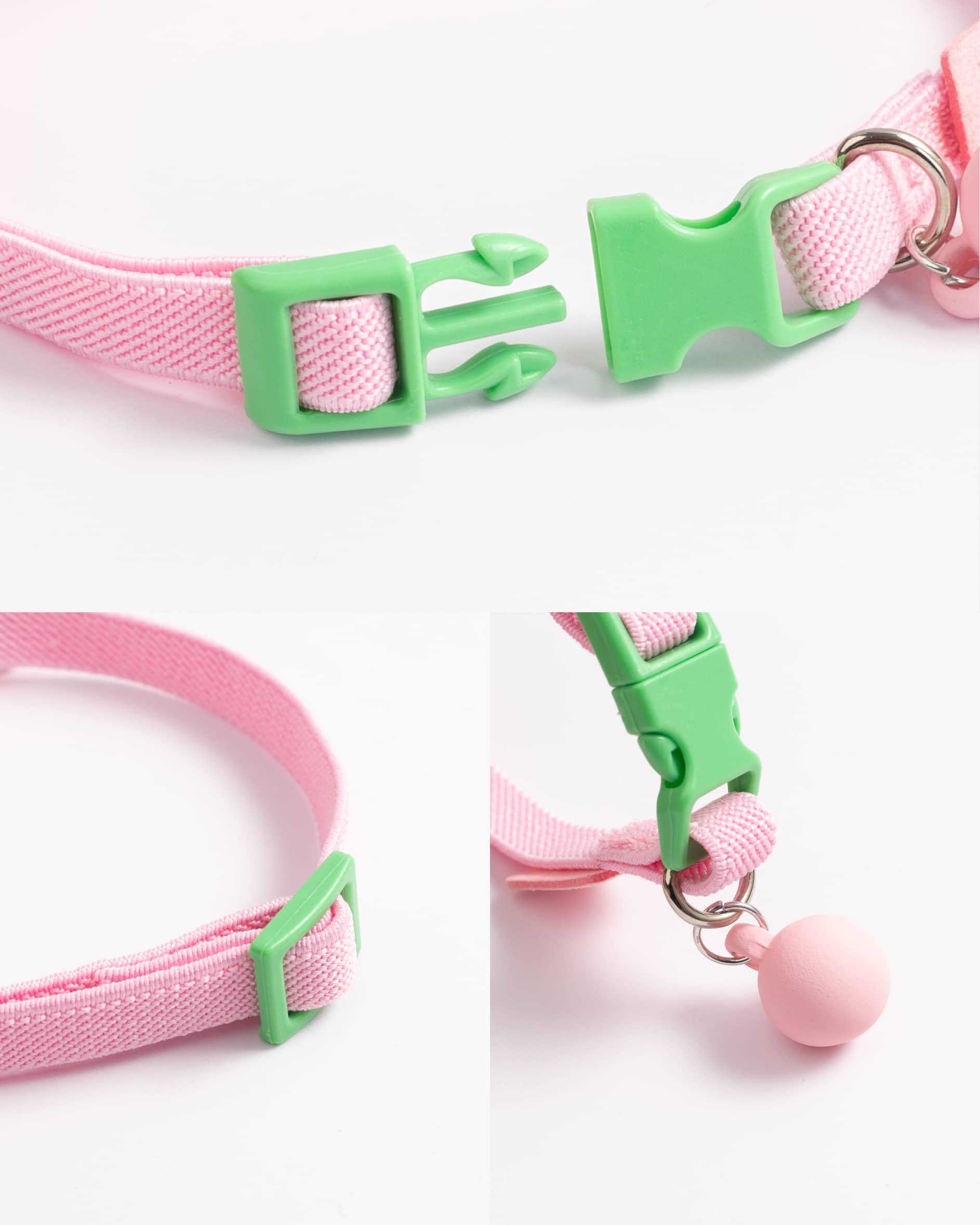 Collar para gato ajustable rosado y verde - Imagen 2