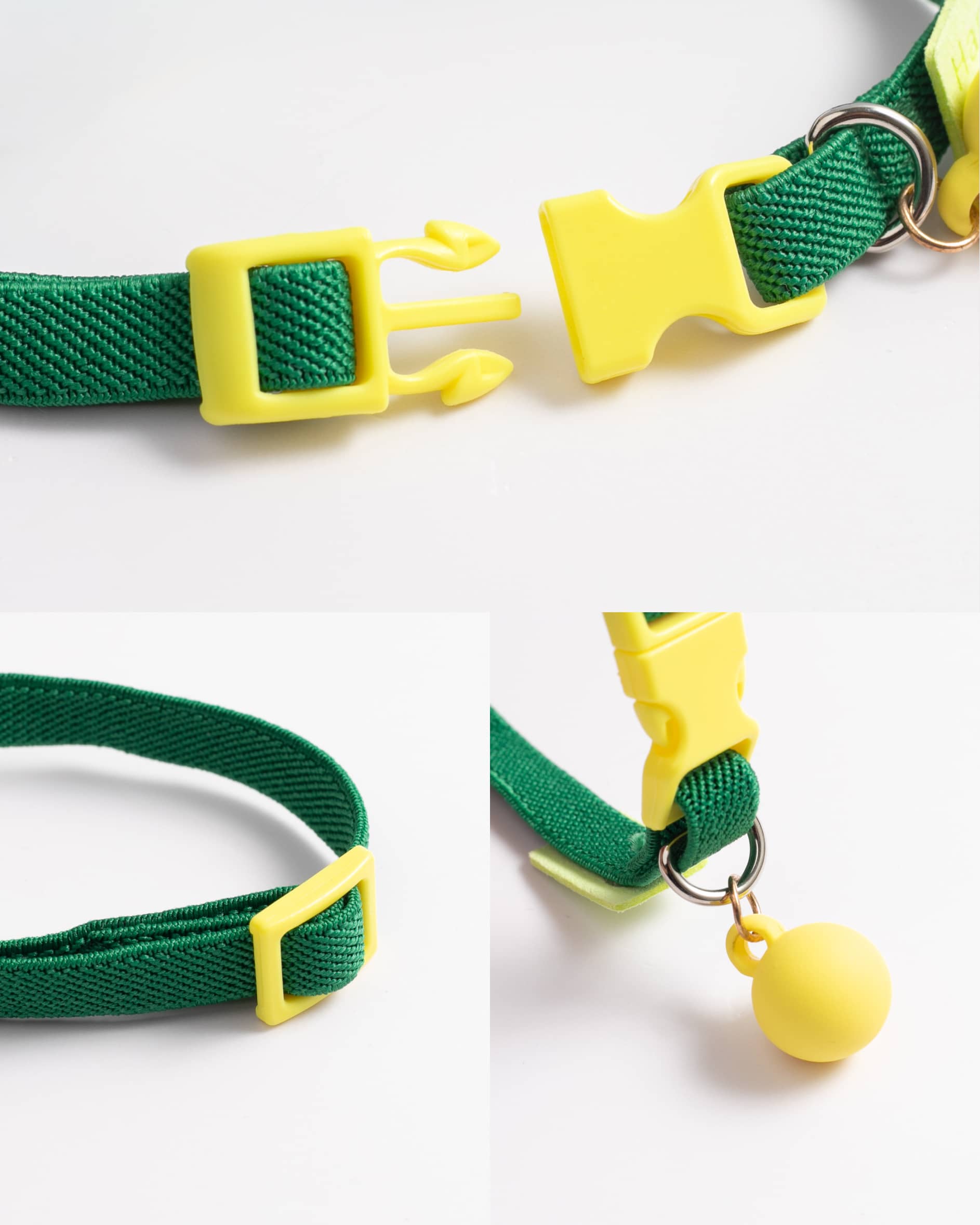 Collar para gato ajustable verde y amarillo - Imagen 2