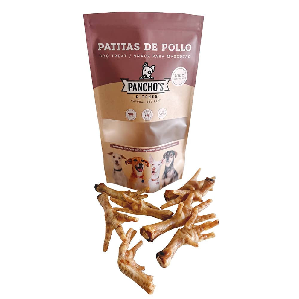 Bolsa de snack saludable de pollo, proteína pura, premios para mascotas Guatemala.