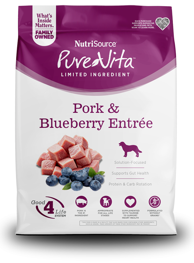 Nutrisource Pure Vita Pork & Blueberry Entrée Grain Free- Alimento Para Perros
