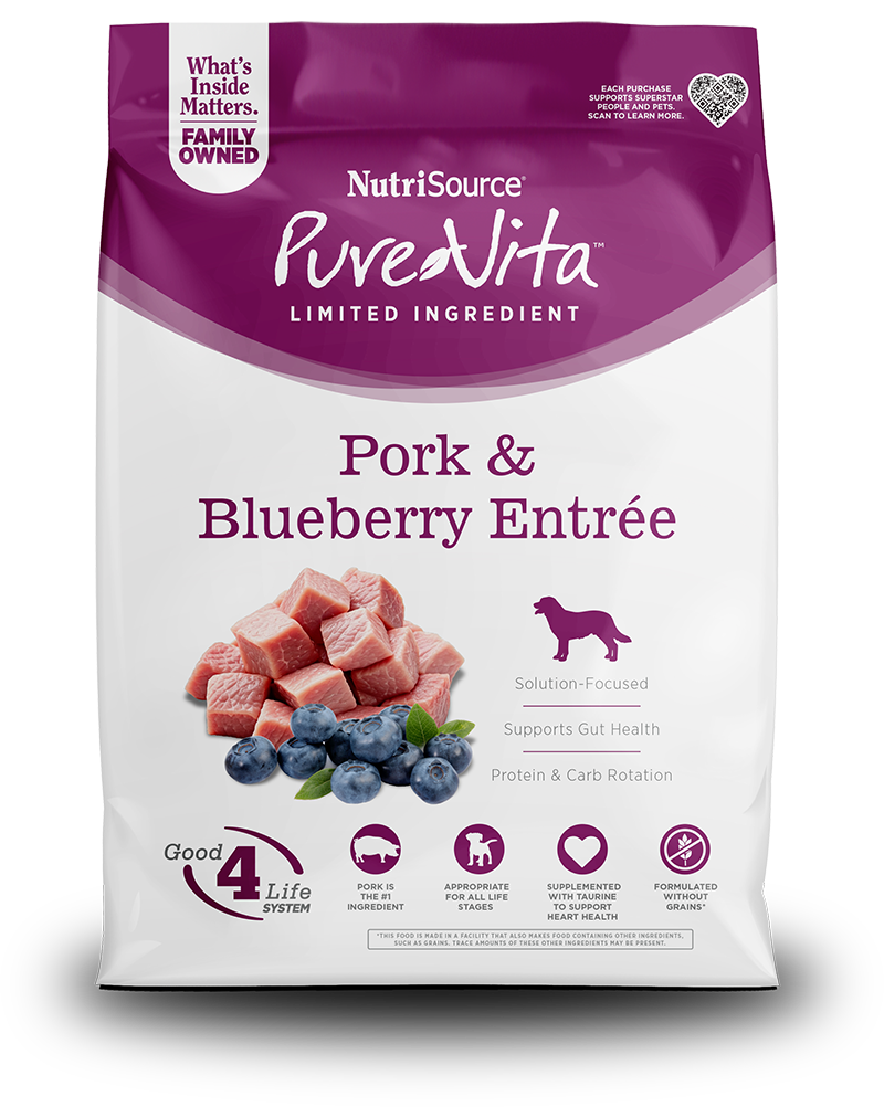 Nutrisource Pure Vita Pork & Blueberry Entrée Grain Free- Alimento Para Perros