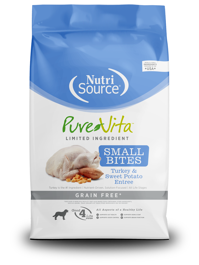 Nutrisource Pure Vita Pavo Y Camote Entrée Small Bites – Alimento Para Perros de Razas Pequeñas