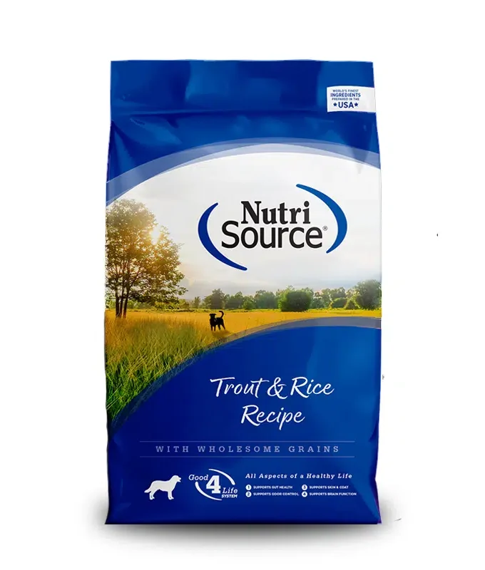 Nutrisource Trucha y Arroz – Alimento Altamente Digestible para Perros con Piel Sensible